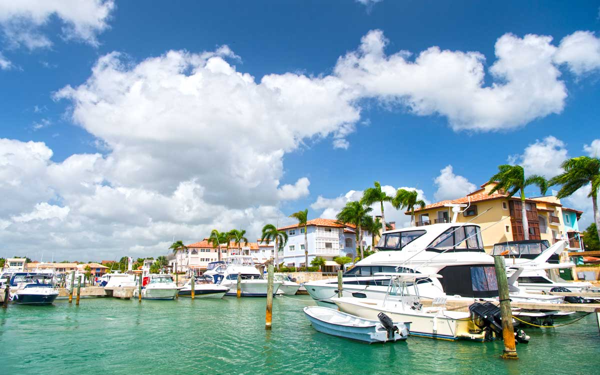 Yachts docked in a marina.